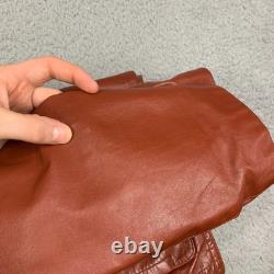 Vintage 70s Cafe Leather Jacket Sz 42 Burnt Orange Racer Motorcycle