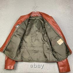 Vintage 70s Cafe Leather Jacket Sz 42 Burnt Orange Racer Motorcycle