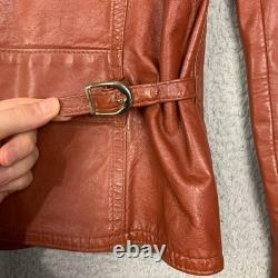 Vintage 70s Cafe Leather Jacket Sz 42 Burnt Orange Racer Motorcycle