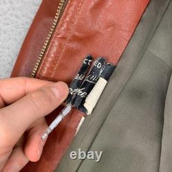 Vintage 70s Cafe Leather Jacket Sz 42 Burnt Orange Racer Motorcycle