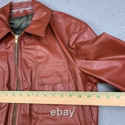 Vintage 70s Cafe Leather Jacket Sz 42 Burnt Orange Racer Motorcycle