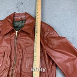 Vintage 70s Cafe Leather Jacket Sz 42 Burnt Orange Racer Motorcycle