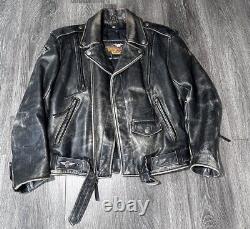 Vintage 70s Harley Davidson Leather Motorcycle Biker Jacket Sz M VTG RARE MOTO