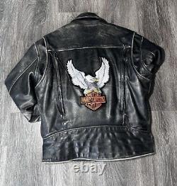 Vintage 70s Harley Davidson Leather Motorcycle Biker Jacket Sz M VTG RARE MOTO