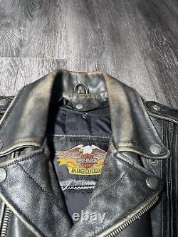 Vintage 70s Harley Davidson Leather Motorcycle Biker Jacket Sz M VTG RARE MOTO