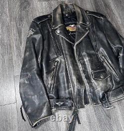 Vintage 70s Harley Davidson Leather Motorcycle Biker Jacket Sz M VTG RARE MOTO