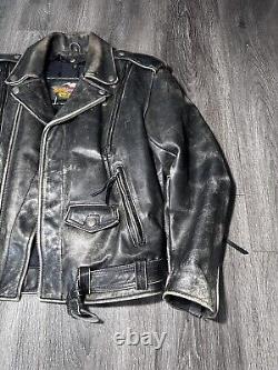 Vintage 70s Harley Davidson Leather Motorcycle Biker Jacket Sz M VTG RARE MOTO