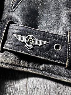 Vintage 70s Harley Davidson Leather Motorcycle Biker Jacket Sz M VTG RARE MOTO
