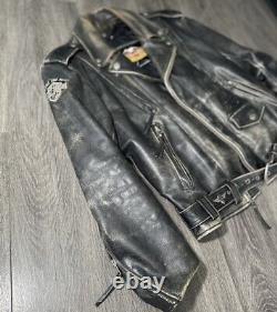 Vintage 70s Harley Davidson Leather Motorcycle Biker Jacket Sz M VTG RARE MOTO