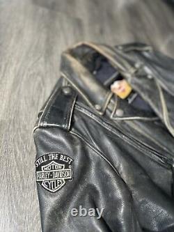 Vintage 70s Harley Davidson Leather Motorcycle Biker Jacket Sz M VTG RARE MOTO