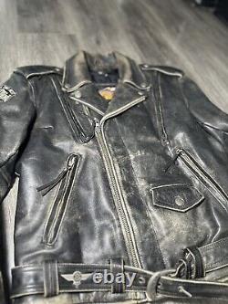 Vintage 70s Harley Davidson Leather Motorcycle Biker Jacket Sz M VTG RARE MOTO