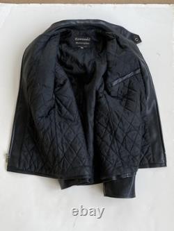 Vintage 70s Kawasaki Motorcycles Black Full Zip Vinyl Leather Jacket Medium