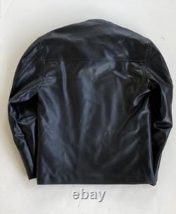 Vintage 70s Kawasaki Motorcycles Black Full Zip Vinyl Leather Jacket Medium