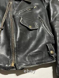 Vintage 70s Leather Motorcycle Jacket Size 44 Black AS5