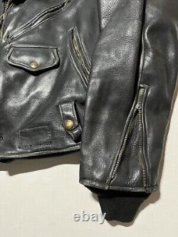 Vintage 70s Leather Motorcycle Jacket Size 44 Black AS5