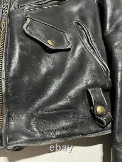 Vintage 70s Leather Motorcycle Jacket Size 44 Black AS5