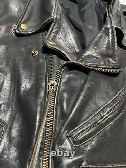 Vintage 70s Leather Motorcycle Jacket Size 44 Black AS5