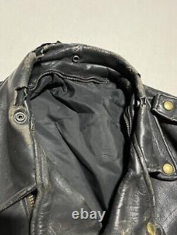 Vintage 70s Leather Motorcycle Jacket Size 44 Black AS5