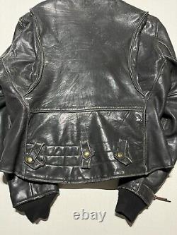 Vintage 70s Leather Motorcycle Jacket Size 44 Black AS5