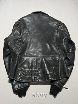 Vintage 70s Leather Motorcycle Jacket Size 44 Black AS5