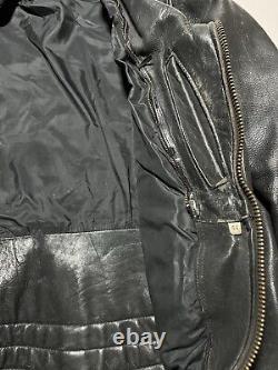 Vintage 70s Leather Motorcycle Jacket Size 44 Black AS5