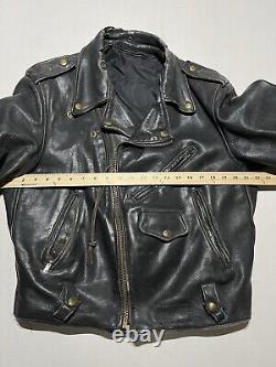 Vintage 70s Leather Motorcycle Jacket Size 44 Black AS5