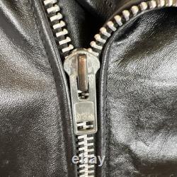 Vintage 70s Motorcycle Jacket Mens 44 Excelled Black Leather Pebbled Grain USA
