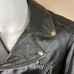 Vintage 70s Motorcycle Jacket Mens 44 Excelled Black Leather Pebbled Grain USA
