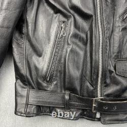 Vintage 70s Motorcycle Jacket Mens 44 Excelled Black Leather Pebbled Grain USA