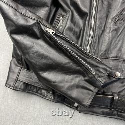 Vintage 70s Motorcycle Jacket Mens 44 Excelled Black Leather Pebbled Grain USA