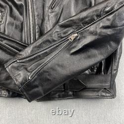 Vintage 70s Motorcycle Jacket Mens 44 Excelled Black Leather Pebbled Grain USA