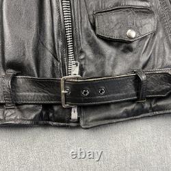 Vintage 70s Motorcycle Jacket Mens 44 Excelled Black Leather Pebbled Grain USA
