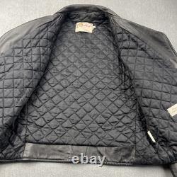 Vintage 70s Motorcycle Jacket Mens 44 Excelled Black Leather Pebbled Grain USA