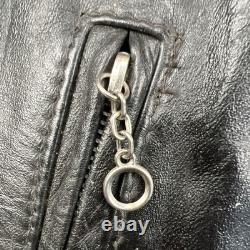 Vintage 70s Motorcycle Jacket Mens 44 Excelled Black Leather Pebbled Grain USA