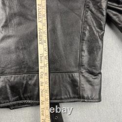 Vintage 70s Motorcycle Jacket Mens 44 Excelled Black Leather Pebbled Grain USA