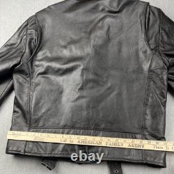 Vintage 70s Motorcycle Jacket Mens 44 Excelled Black Leather Pebbled Grain USA