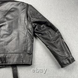 Vintage 70s Motorcycle Jacket Mens 44 Excelled Black Leather Pebbled Grain USA
