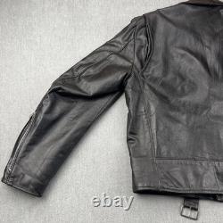 Vintage 70s Motorcycle Jacket Mens 44 Excelled Black Leather Pebbled Grain USA
