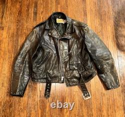 Vintage 70s Or 80s Brown And Black Leather Schott Perfecto Jacket Size 48