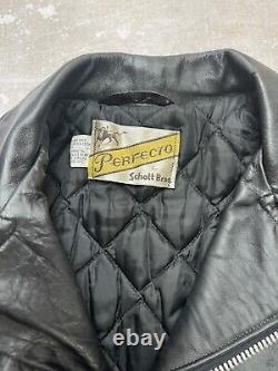 Vintage 70s Schott Perfecto Motorcycle Jacket Talon Zipper? Made in USA MINT