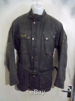 Vintage 80's Belstaff Trialmaster Waxed Motorcycle Jacket Size L Uk Made