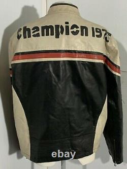 Vintage 80's Clockhouse Leather Motorcycle Racing Jacket Size L