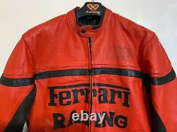 Vintage 80's Ferrari Leather Motorcycle Racing Jacket Size L