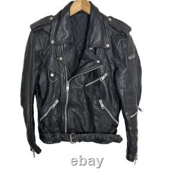 Vintage 80's Hein Gericke Men's Black Leather Motorcycle Jacket Size 44