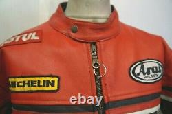 Vintage 80's Leather Alpinestars Motorcycle Jacket Size Uk XL With Red Bull Logo