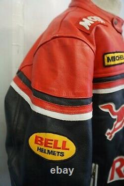 Vintage 80's Leather Alpinestars Motorcycle Jacket Size Uk XL With Red Bull Logo