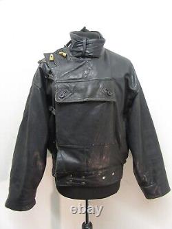 Vintage 80's Leather Swedish Tanker Motorcycle Jacket Size XL