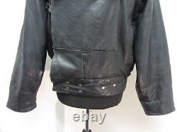 Vintage 80's Leather Swedish Tanker Motorcycle Jacket Size XL