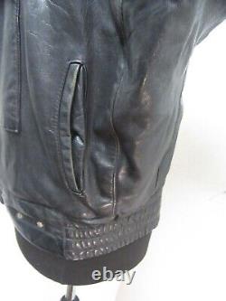Vintage 80's Leather Swedish Tanker Motorcycle Jacket Size XL