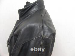Vintage 80's Leather Swedish Tanker Motorcycle Jacket Size XL